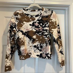 Rag & Bone Camo Sweatshirt | Sz Small | pink, navy, tan